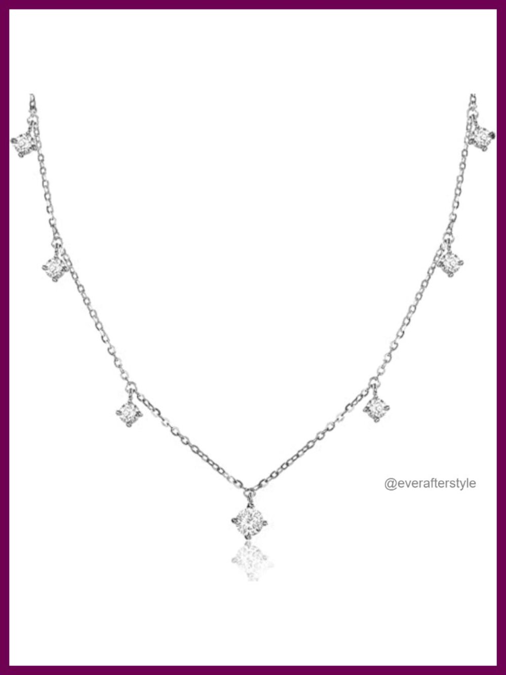 Layered Moissanite Necklace Sterling Silver 18K White Gold Plated Stackable